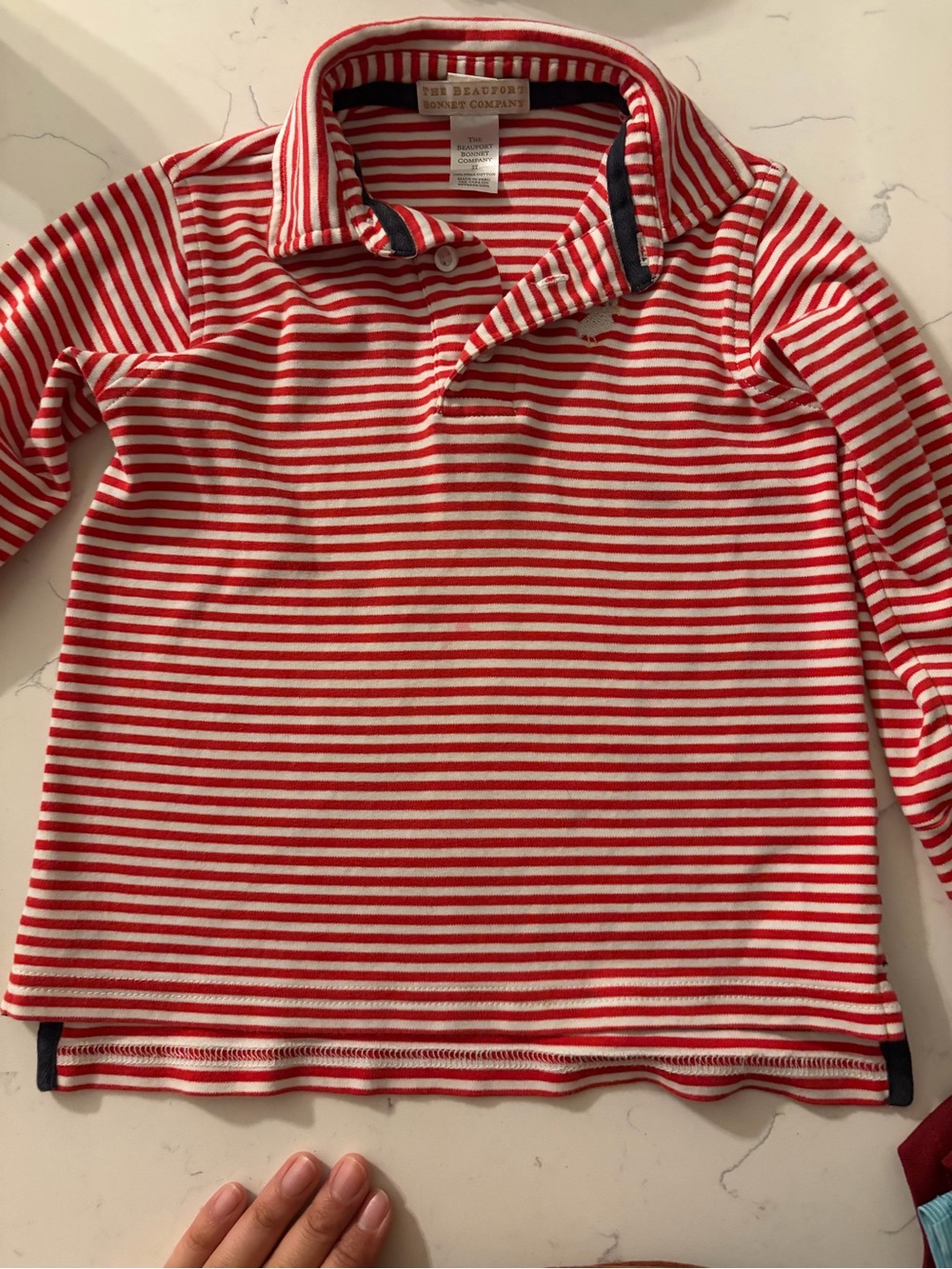 The Beaufort Bonnet Company Red & White Striped Long-Sleeve Polo Tee
